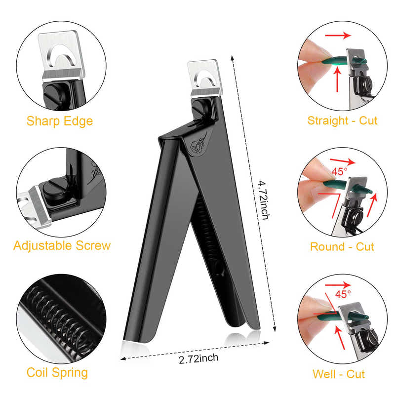 DS BS Nail Clippers 4 in 1 Set for Acrylic Nails-Black