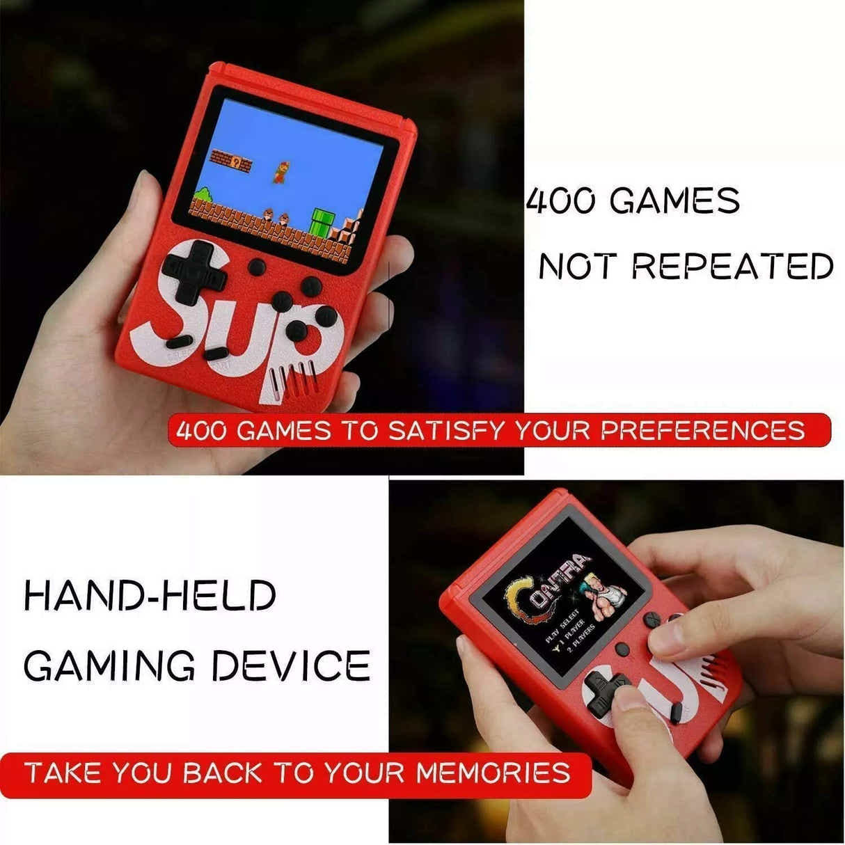 DS BS 400 In 1 Retro Classic Mini Handheld Game Console TV Output-Black