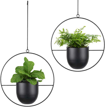 DS BS Minimalist Metal Plant Hanger Round Shape-Black