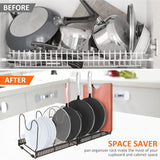 DS BS Adjustable Pot Lid Organizer Dividers Rack 7 Grid-Bronze