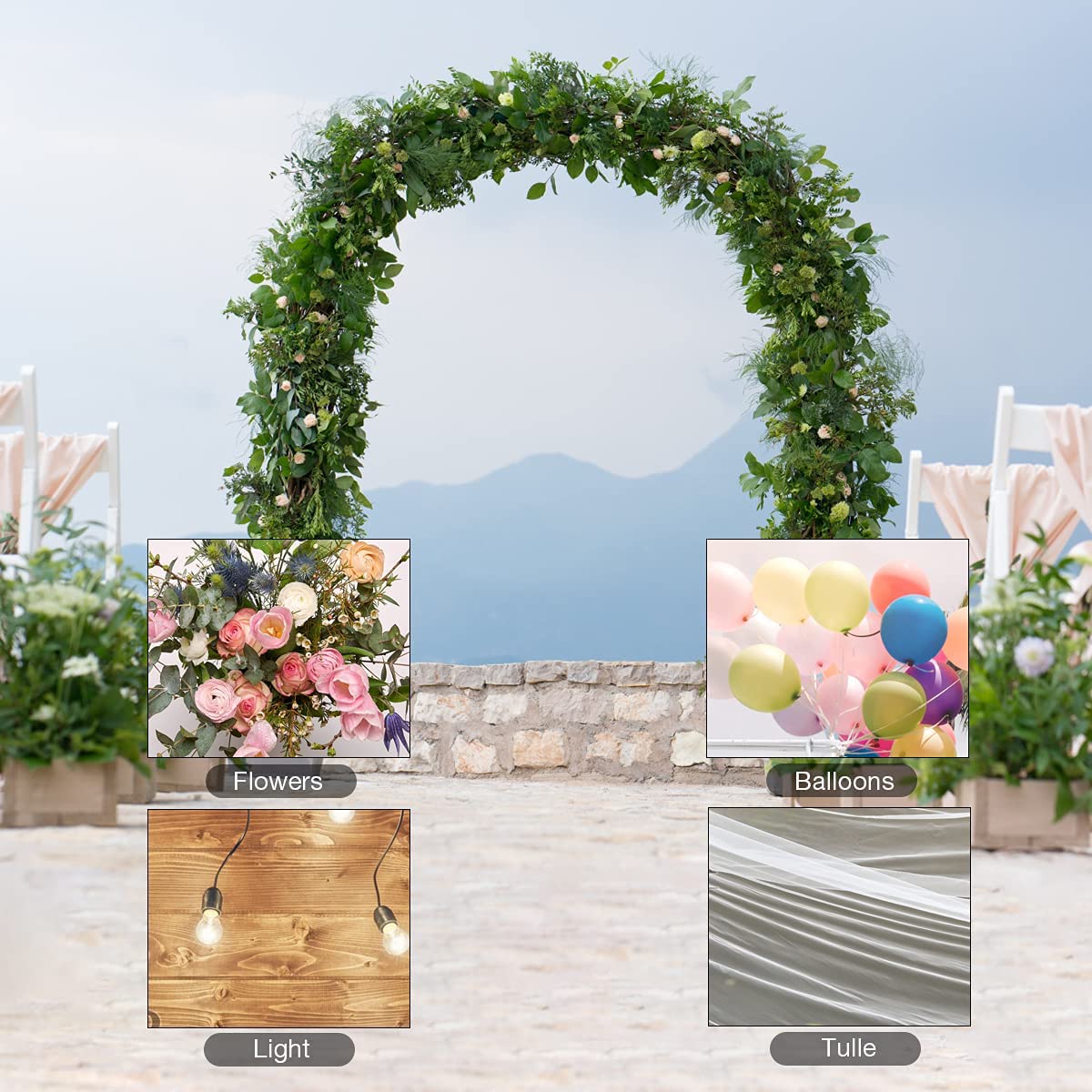 DS BS Metal Garden Arbor Wedding Arch Rack Stand with 2 Planting Box
