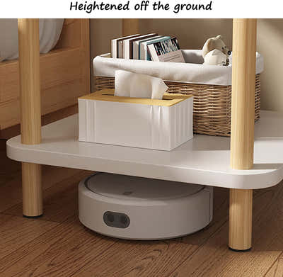 DS BS 2-Tier Tall Square Wooden Side Table Bedside Table-White