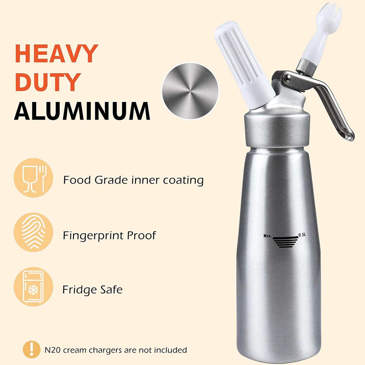 DS BS Professional Aluminum Homemade Whipped Cream Dispenser