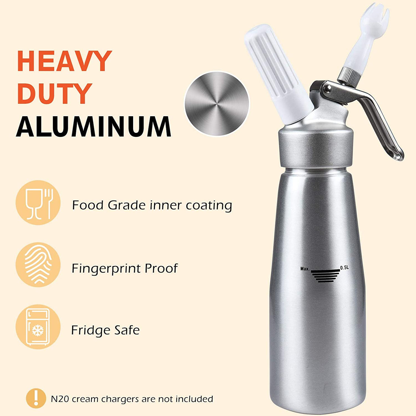 DS BS Professional Aluminum Homemade Whipped Cream Dispenser
