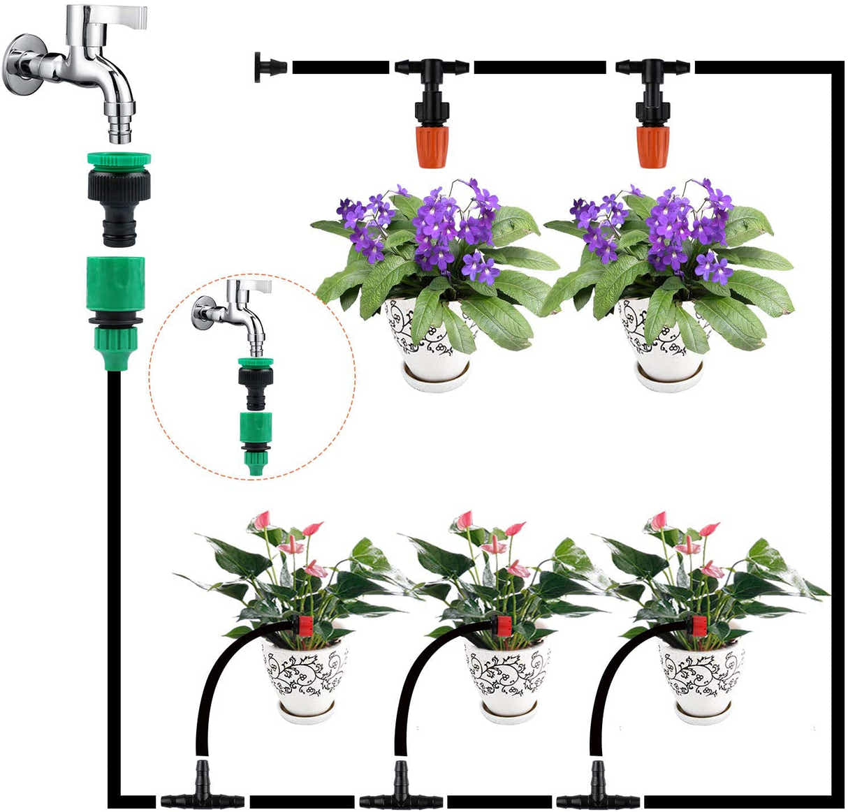 DS BS 148Pcs Watering Drip Irrigation Hose Kit System