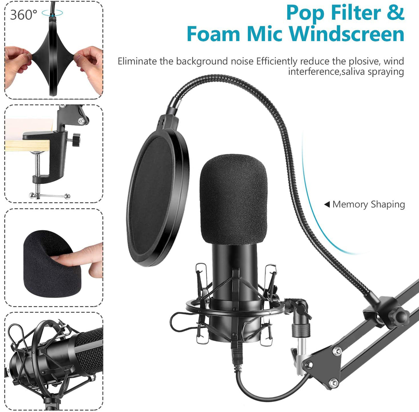 DS BS Computer Podcast Condenser Microphone USB Microphone Kit