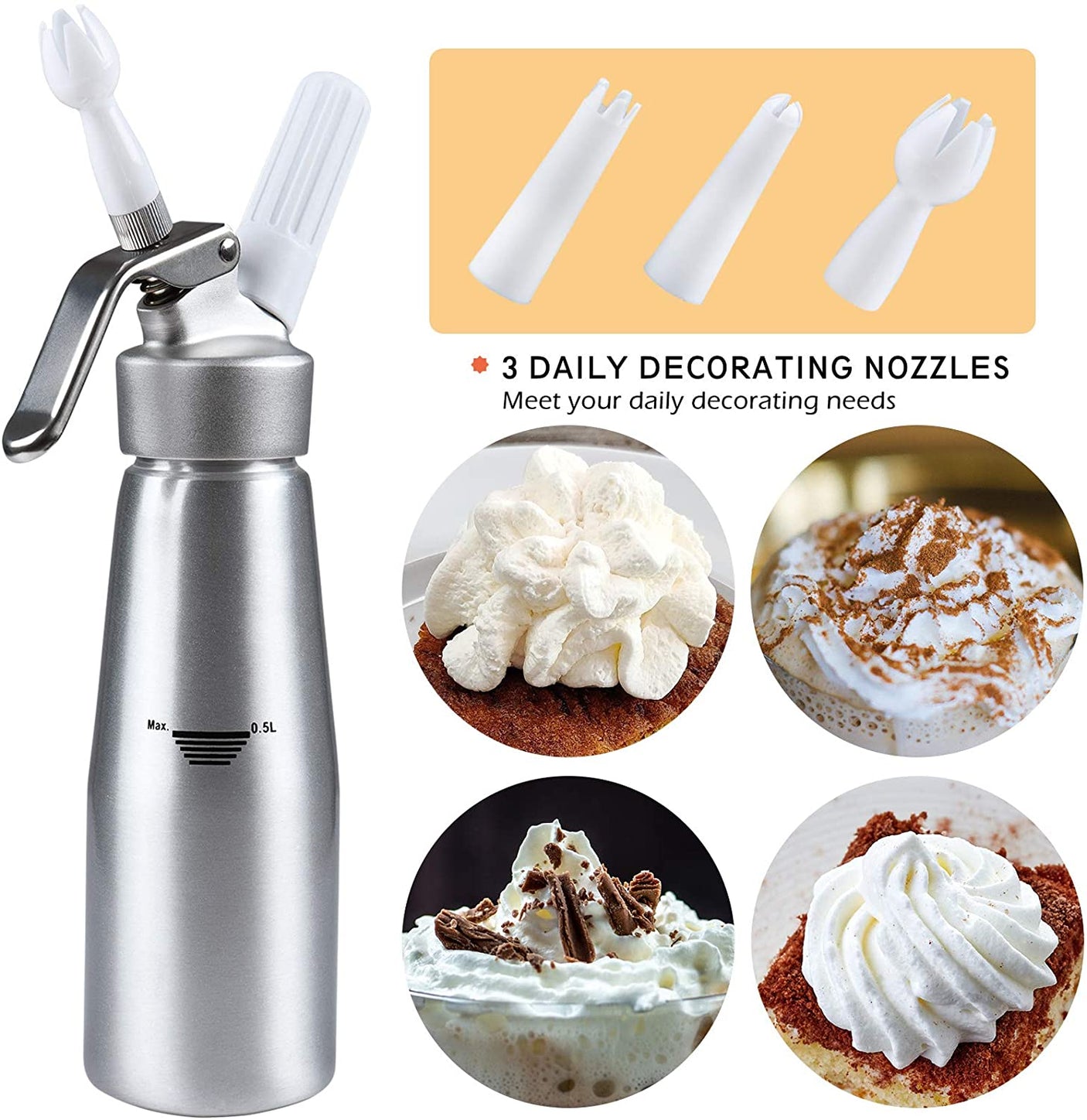 DS BS Professional Aluminum Homemade Whipped Cream Dispenser