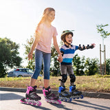 DS BS Kids Adjustable Inline Skates with Light Up Wheels Size27-32 Blue