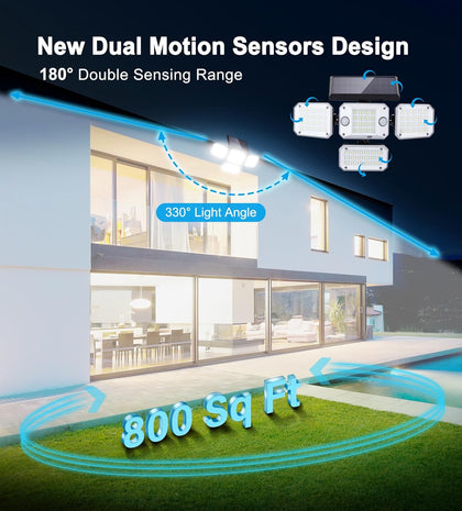 DS BS 4 Heads 296 LED Dual Motion Sensor Flood Lights