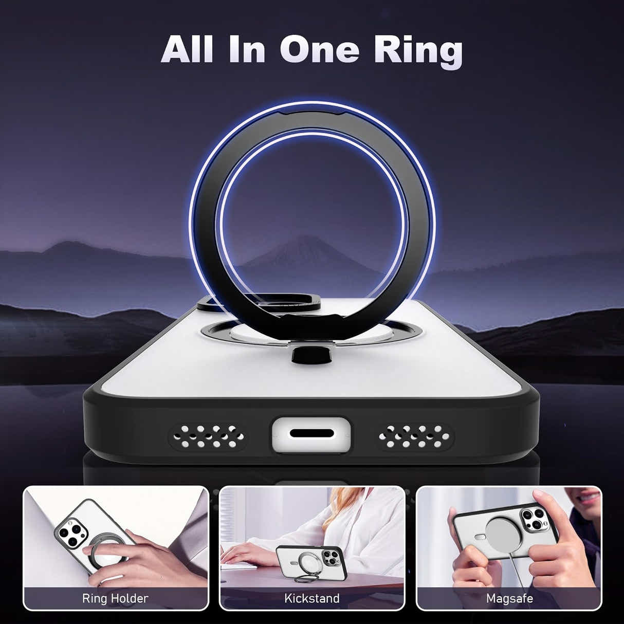 DS BS iPhone 13 Pro Max Case with 360°Rotatable Magnetic Ring Stand
