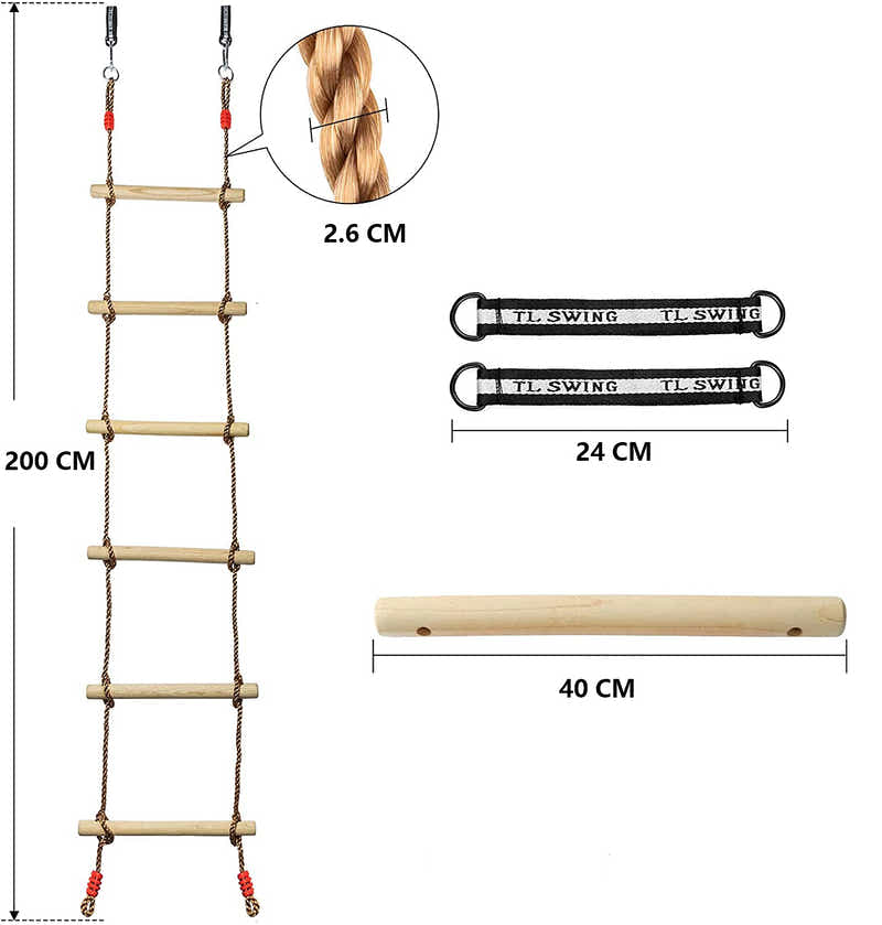 DS BS 6-Section Climbing Rope Ladder for Kids 200 cm
