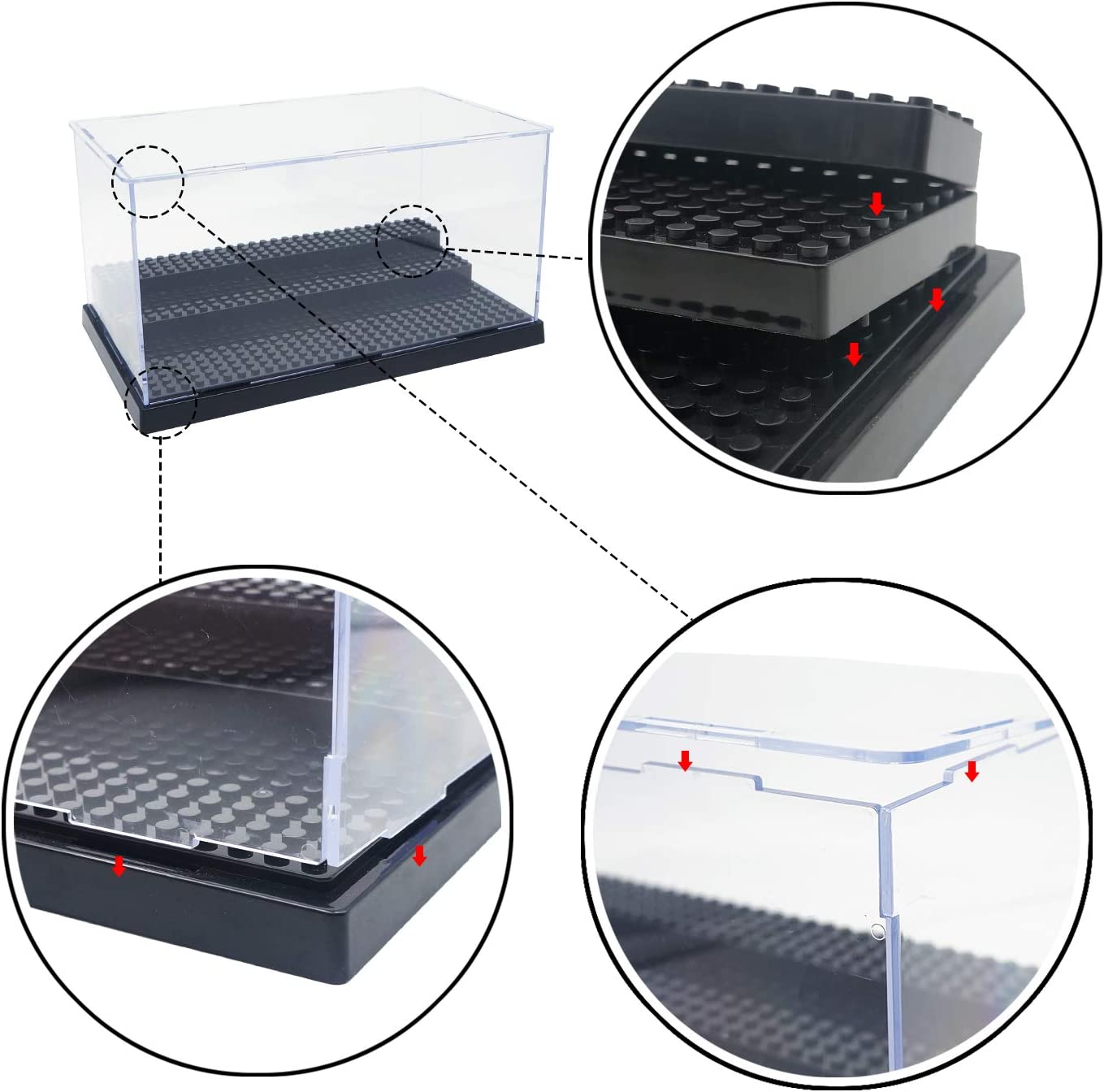 DS BS Minifigure Action Figures Blocks Display Case-Black