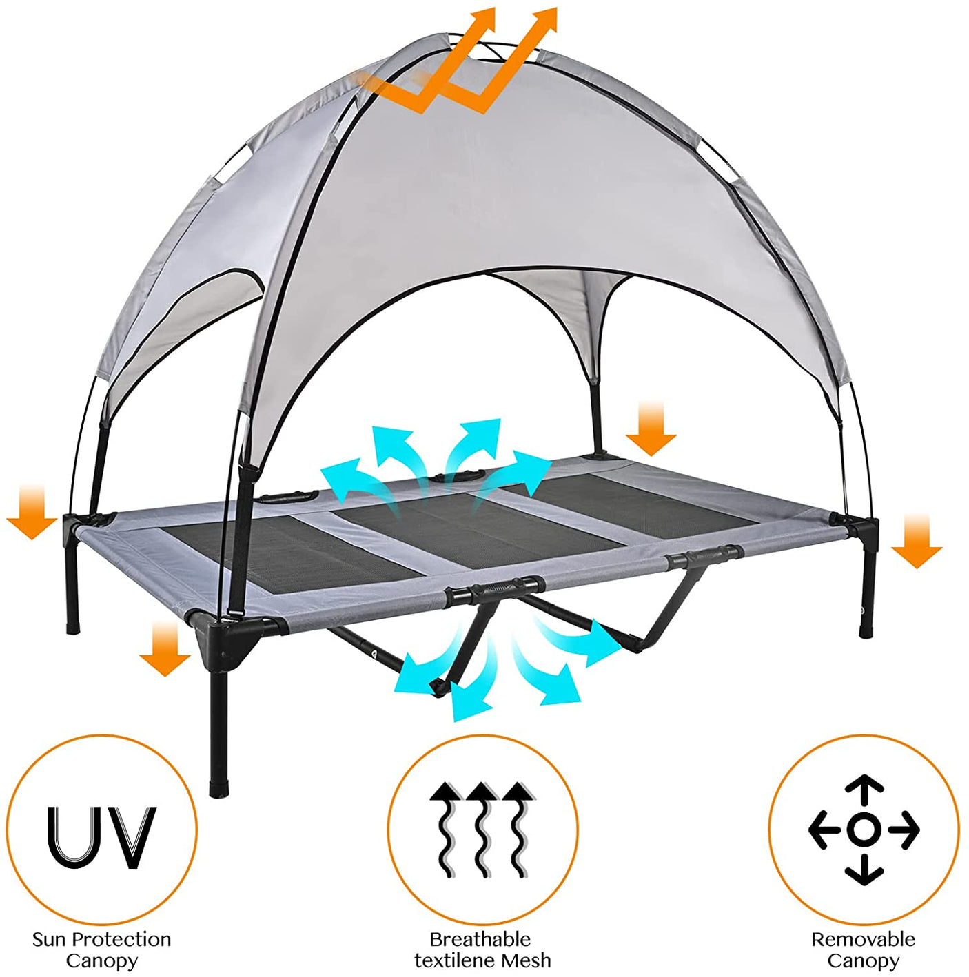 DS BS Elevated Outdoor Dog Bed with Canopy-XL