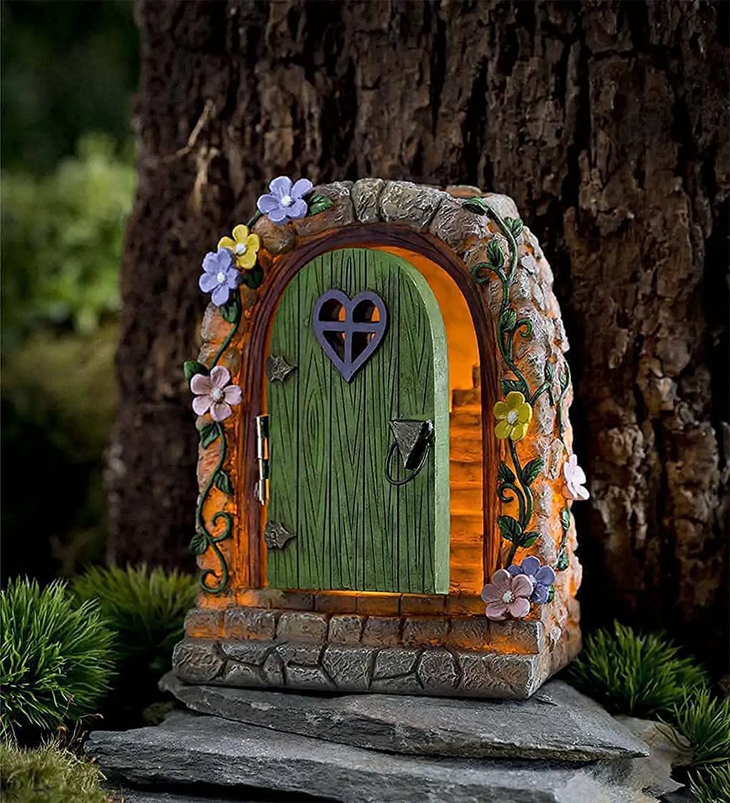 DS BS Miniature Fairy Garden Solar LED Stone Door