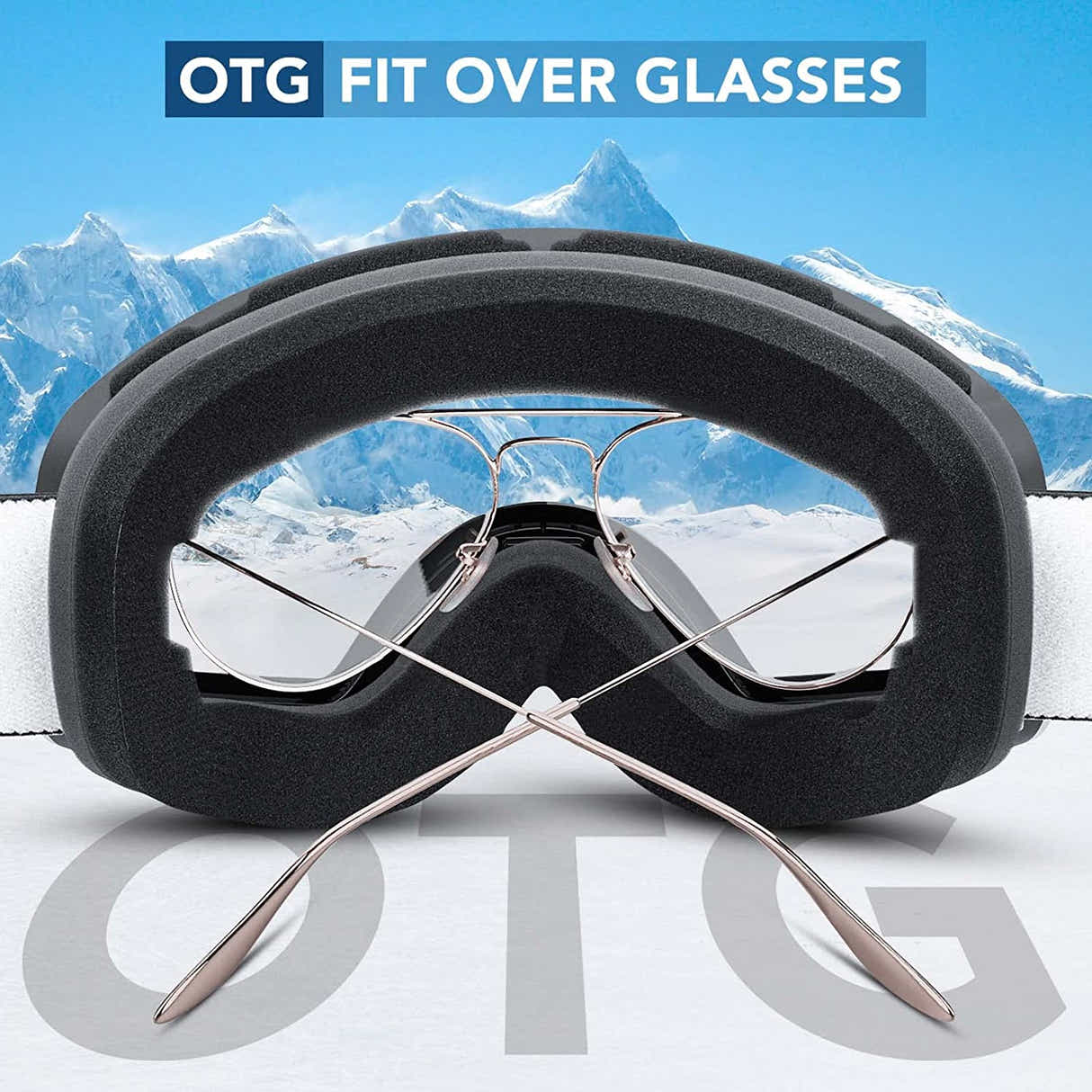 DS BS Unisex Double Layers UV Anti-Fog Big Ski Mask Goggles-Sliver