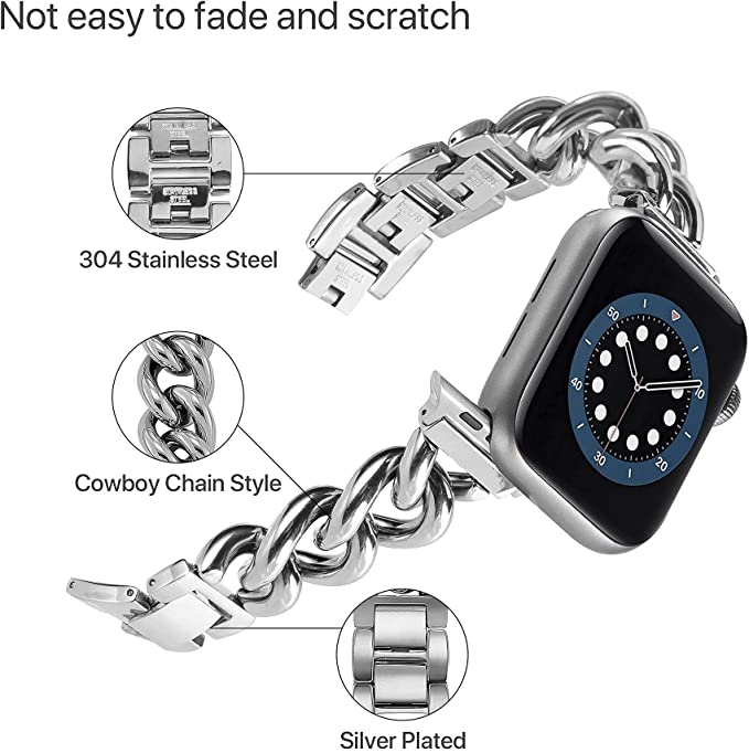 DS BS Stainless Steel Bracelet  With Apple Watch Band for 38MM 40MM 41MM-Sliver