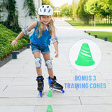 DS BS Kids Adjustable Inline Skates with Light Up Wheels Size27-32 Blue