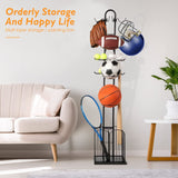 DS BS 4 Tier Sports Equipment Ball Storage Rack with Basket