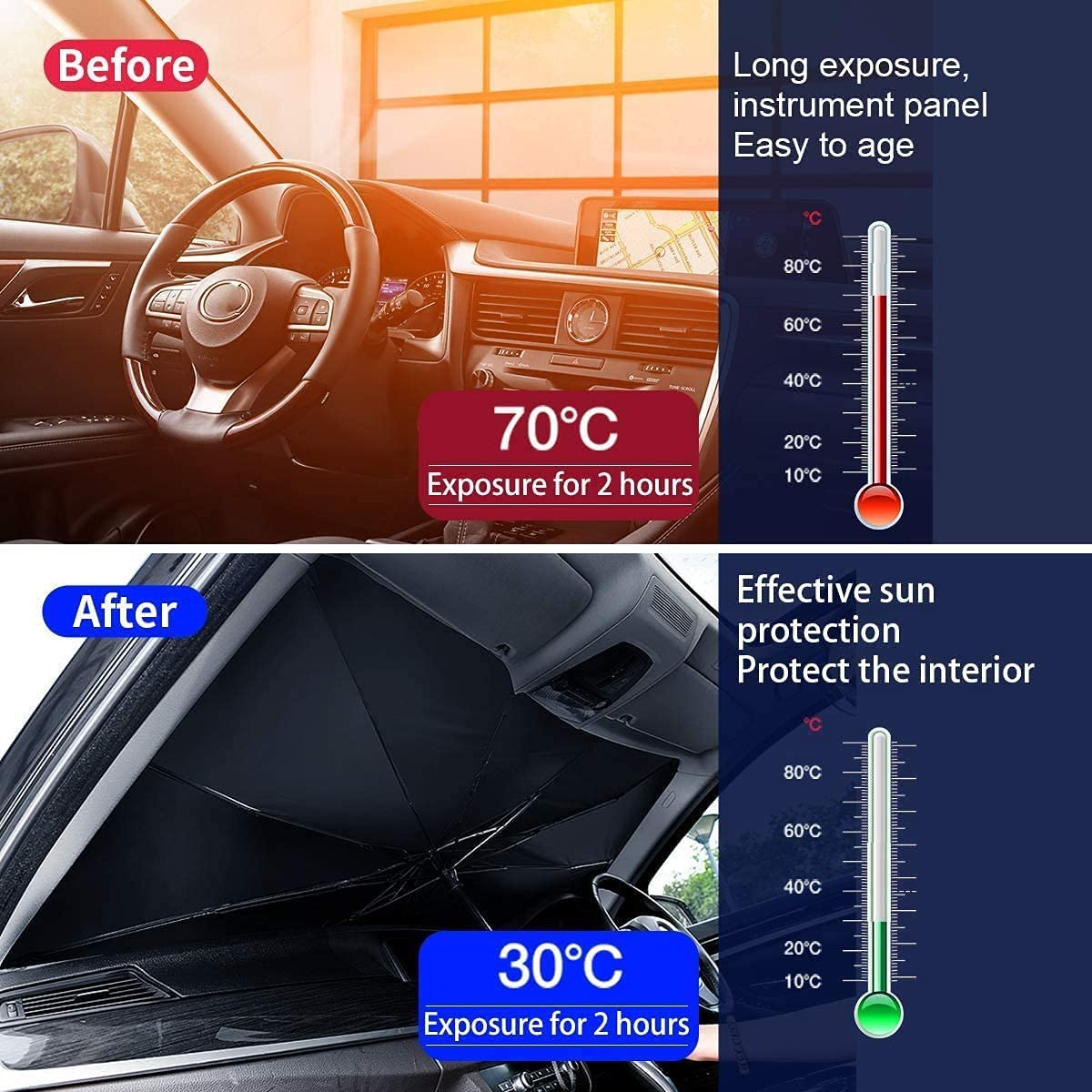 DS BS Foldable Car Windshield Sun Shade Umbrella 140×78cm