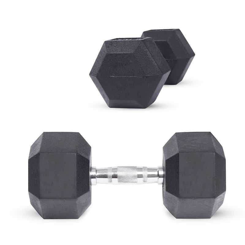 DS BS Rubber Encased Hex Dumbbell Hand Weight 2 x 20kg