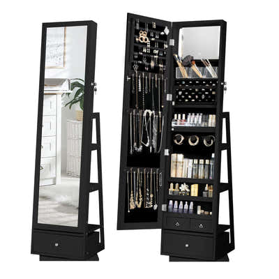 DS BD Mirror Jewellery Cabinet Storage Organiser Full Length 360 Degree Rotating