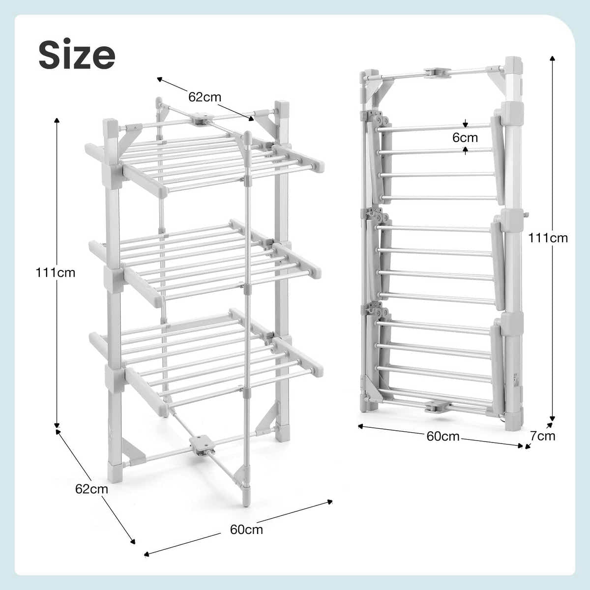 DS BD Maxkon Electric Airer 3 Tier Heated Clothes Dryer Laundry Foldable 220W