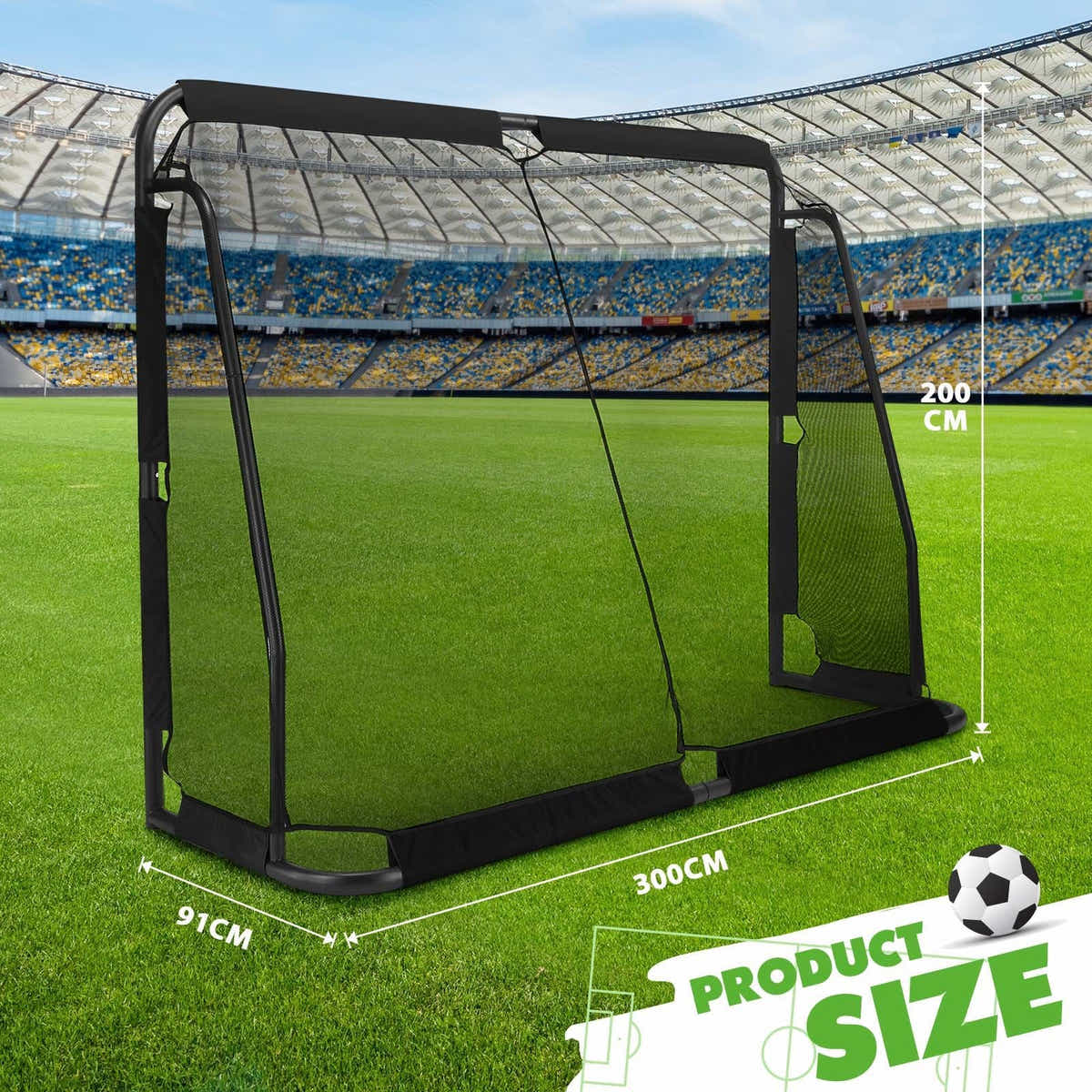 DS BD Soccer Goal Football Net Set Metal Frame Game Training Adults 3x2m
