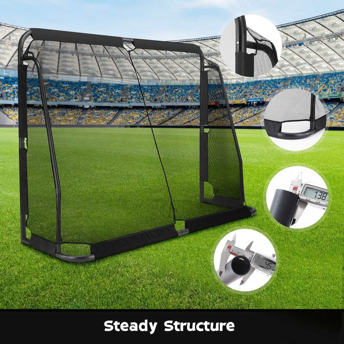 DS BD Soccer Goal Football Net Set Metal Frame Game Training Adults 3x2m