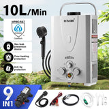 DS BD Maxkon Gas Water Heater 9 in 1 10L Portable Outdoor System Silver Pump