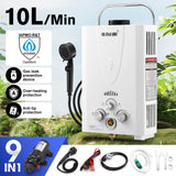 DS BD Maxkon Gas Water Heater 9 in 1 10L Outdoor Portable System White with Pump