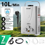 DS BD Maxkon Gas Water Heater 7 in 1 10L Portable Instant Hot System Silver