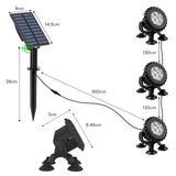 DS BD Solar Outdoor Light 3 Heads RGB Pond Fish Tank LED Multicolour Waterproof