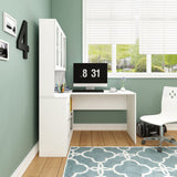 DS BD Computer Desk and Bookcase 3in1 Study Writing Laptop Table Cabinets White
