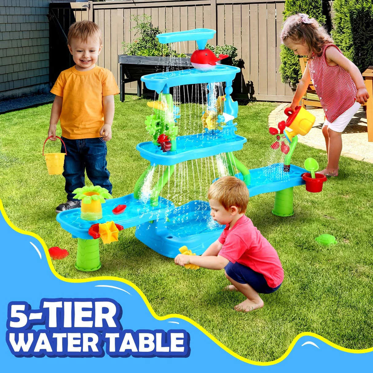 DS BD Sand Water Play Table 5 Tier Waterfall Pool Toys Sandpit Education Beach