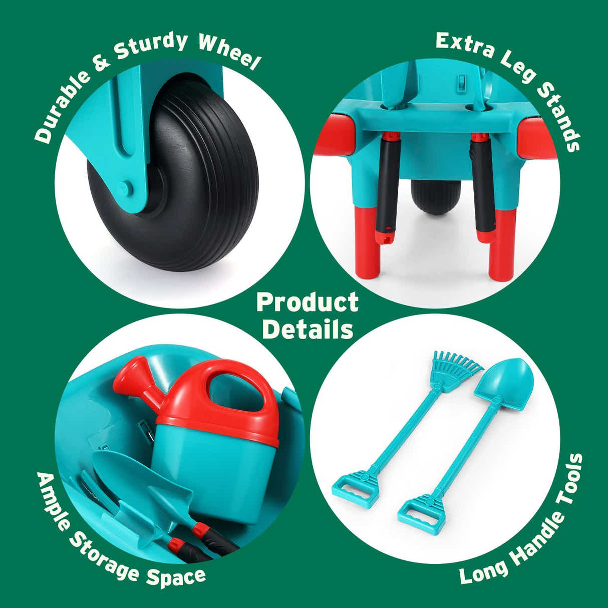 DS BD Kids Garden Tool Toy Set Wheelbarrow Watering Can Gardening Gloves Playset
