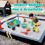 DS BD Kids Sand Toys Set Sandbox Sandpit Pretend Play Wagon Cart Moulds Pool