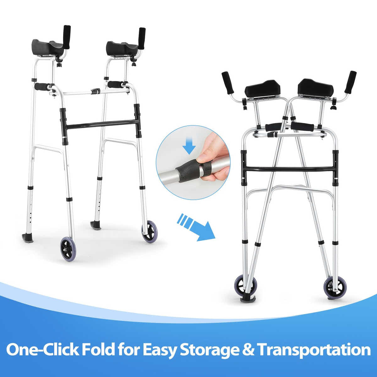 DS BD 2in1 Folding Walker Medical Aid Elderly Mobility Walking Adjustable Toilet