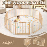 DS BD Kidbot Baby Playpen Gate 8 Panel Kids Pet Dog Wooden Safety Fence Activity