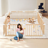 DS BD Kidbot Baby Playpen Gate 8 Panel Kids Pet Dog Wooden Safety Fence Activity