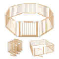 DS BD Kidbot Baby Playpen Gate 8 Panel Kids Pet Dog Wooden Safety Fence Activity