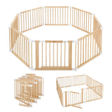DS BD Kidbot Baby Playpen Gate 8 Panel Kids Pet Dog Wooden Safety Fence Activity