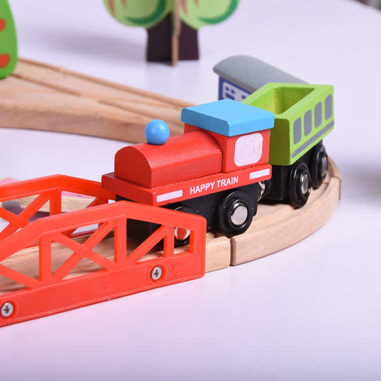 DS BS Wooden Train Tracks & Trains Construction Toys-Railway Station