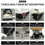 DS BD Melodic 5 Piece Kids Junior Drum Set w/ Hi Hat Cymbals Kick Pedal Stool