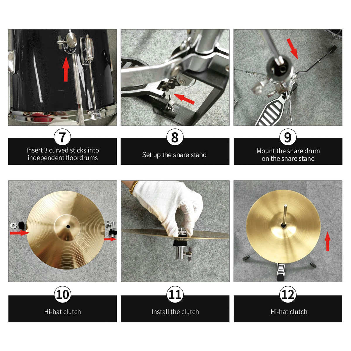 DS BD Melodic 5 Piece Kids Junior Drum Set w/ Hi Hat Cymbals Kick Pedal Stool