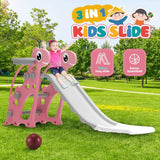 DS BD 3 in 1 Kids Slide Set Climber Ladder Steps Basketball Hoop Toy Pink