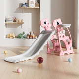 DS BD 3 in 1 Kids Slide Set Climber Ladder Steps Basketball Hoop Toy Pink