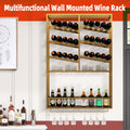 DS BD Wall Mounted Wine Rack Bottle Glass Storage Metal Corner Hanging Shelf