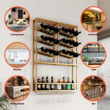 DS BD Wall Mounted Wine Rack Bottle Glass Storage Metal Corner Hanging Shelf