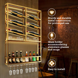 DS BD Wall Mounted Wine Rack Bottle Glass Storage Metal Corner Hanging Shelf