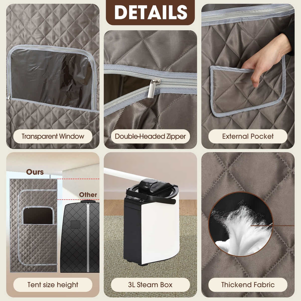 DS BD Sauna Steam Tent Foldable? Steamer Heating Spa Box 3L Chair Remote Control